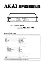 Load image into Gallery viewer, AKAI AP-M719 SERVICE MANUAL BOOK IN ENGLISH FULL AUTOMATIC PLAYER TURNTABLE