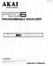 Load image into Gallery viewer, AKAI PEQ6 OPERATOR'S MANUAL BOOK IN ENGLISH PROGRAMMABLE EQUALIZER