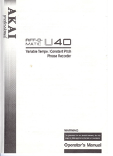 Load image into Gallery viewer, AKAI U40 OPERATOR'S MANUAL BOOK IN ENGLISH RIFF O MATIC VARIABLE TEMPO CONSTANT PITCH PHRASE RECORDER