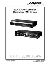 Load image into Gallery viewer, BOSE 802C SERVICE MANUAL BOOK IN ENGLISH SYSTEM CONTROLLER ORIGINAL AND SMD VERSION