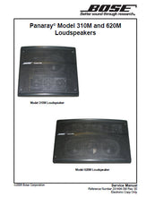 Load image into Gallery viewer, BOSE PANARAY MODE 310M AND 620M SERVICE MANUAL BOOK IN ENGLISH LOUDSPEAKERS