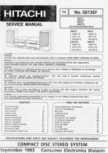 Load image into Gallery viewer, HITACHI AX12 AXC12 AX15 AXC15 SERVICE MANUAL BOOK IN ENGLISH STEREO SYSTEM