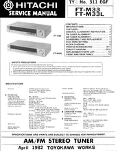 Load image into Gallery viewer, HITACHI FT-M33 FT-M33L SERVICE MANUAL BOOK IN ENGLISH FRANC DEUT AM FM STEREO TUNER