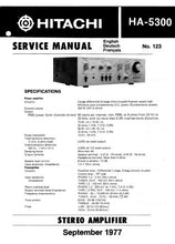 Load image into Gallery viewer, HITACHI HA-5300 SERVICE MANUAL BOOK IN ENGLISH STEREO AMPLIFIER