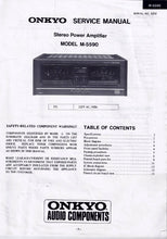 Load image into Gallery viewer, ONKYO M-5590 SERVICE MANUAL BOOK IN ENGLISH STEREO POWER AMPLIFIER