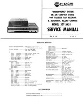 Load image into Gallery viewer, HITACHI SDT-3431 SERVICE MANUAL BOOK IN ENGLISH AMBIOPHONIC SYSTEM FM AM COMPACT STEREO WITH CASSETTE TAPE RECORDER AND AUTOMATIC RECORD CHANGER