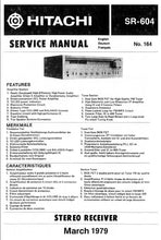 Load image into Gallery viewer, HITACHI SR-604 SERVICE MANUAL BOOK IN ENGLISH STEREO RECEIVER