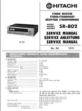 Load image into Gallery viewer, HITACHI SR-802 SERVICE MANUAL BOOK IN ENGLISH DEUTSCH ET FRANCAIS STEREO RECEIVER