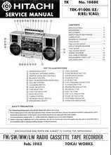 Load image into Gallery viewer, HITACHI TRK-9100E TRK-9100EZ TRK-9100E(BS) TRK-9100E(AU) SERVICE MANUAL BOOK IN ENGLISH FM SW MW LW RADIO CASSETTE TAPE RECORDER