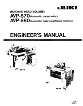 Load image into Gallery viewer, JUKI AVP-870 AVP-880 ENGINEERS MANUAL BOOK IN ENGLISH SEWING MACHINE