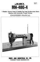 Load image into Gallery viewer, JUKI MH-486-4 ENGINEERS MANUAL BOOK IN ENGLISH SEWING MACHINE