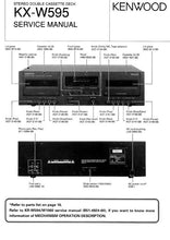 Load image into Gallery viewer, KENWOOD KX-W595 SERVICE MANUAL BOOK IN ENGLISH STEREO DOUBLE CASSETTE DECK