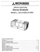 Load image into Gallery viewer, MITSUBISHI DA-A10DC DA-A15DC SERVICE ANLEITUNG BUCH DEUTSCH STEREO ENDSTUFE