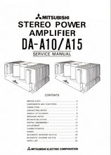 Load image into Gallery viewer, MITSUBISHI DA-A10 DA-A15 SERVICE MANUAL BOOK IN ENGLISH STEREO POWER AMPLIFIER