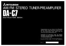 Load image into Gallery viewer, MITSUBISHI DA-C7 INSTRUCTION BOOK IN ENGLISH AM FM STEREO TUNER PREAMPLIFIER