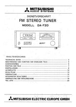 Load image into Gallery viewer, MITSUBISHI DA-F20 DIENSTVORSCHRIFT BUCH DEUTSCH FM STEREO TUNER
