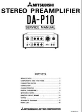 Load image into Gallery viewer, MITSUBISHI DA-P10 SERVICE MANUAL IN ENGLISH STEREO PREAMPLIFIER