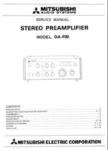Load image into Gallery viewer, MITSUBISHI DA-P20 SERVICE MANUAL IN ENGLISH STEREO PREAMPLIFIER