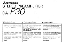 Load image into Gallery viewer, MITSUBISHI DA-P30 INSTRUCTION BOOK IN ENGLISH STEREO PREAMPLIFIER