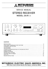 Load image into Gallery viewer, MITSUBISHI DA-R11 SERVICE MANUAL IN ENGLISH FM AM STEREO RECEIVER
