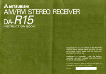 Load image into Gallery viewer, MITSUBISHI DA-R15 INSTRUCTION BOOK IN ENGLISH AM FM STEREO RECEIVER
