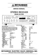 Load image into Gallery viewer, MITSUBISHI DA-R25 SERVICE MANUAL IN ENGLISH FM AM STEREO RECEIVER