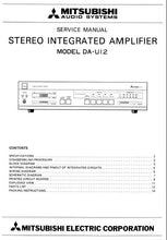 Load image into Gallery viewer, MITSUBISHI DA-U12 SERVICE MANUAL IN ENGLISH STEREO INTEGRATED AMPLIFIER