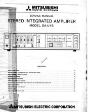 Load image into Gallery viewer, MITSUBISHI DA-U15 SERVICE MANUAL IN ENGLISH STEREO INTEGRATED AMPLIFIER