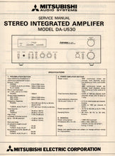 Load image into Gallery viewer, MITSUBISHI DA-U530 SERVICE MANUAL IN ENGLISH STEREO INTEGRATED AMPLIFIER
