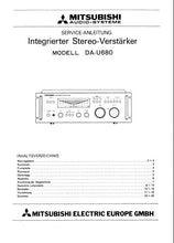 Load image into Gallery viewer, MITSUBISHI DA-U680 SERVICEANLEITUNG BUCH DEUTSCH INTEGRIERTER STEREO VERSTARKER