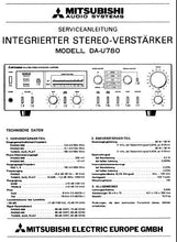 Load image into Gallery viewer, MITSUBISHI DA-U780 SERVICEANLEITUNG BUCH DEUTSCH INTEGRIERTER STEREO VERSTARKER