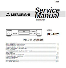 Load image into Gallery viewer, MITSUBISHI DD-4021 SERVICE MANUAL BOOK IN ENGLISH DVD PLAYER