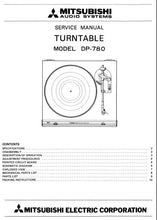 Load image into Gallery viewer, MITSUBISHI DP-780 SERVICE MANUAL BOOK IN ENGLISH TURNTABLE
