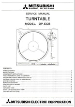 Load image into Gallery viewer, MITSUBISHI DP-EC8 SERVICE MANUAL BOOK IN ENGLISH TURNTABLE