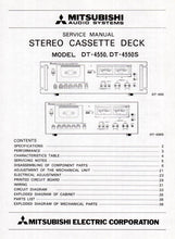 Load image into Gallery viewer, MITSUBISHI DT-4550 DT-4550S SERVICE MANUAL BOOK IN ENGLISH STEREO CASSETTE DECK