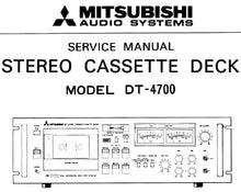 Load image into Gallery viewer, MITSUBISHI DT-4700 SERVICE MANUAL BOOK IN ENGLISH STEREO CASSETTE DECK