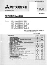 Load image into Gallery viewer, MITSUBISHI MJ-101MW-H1 MJ-101MWX-A1 MJ-141MW-H1 MJ-141MWX-A1 SERVICE MANUAL BOOK IN ENGLISH DEHUMIDIFIER