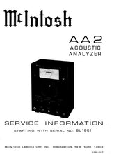 Load image into Gallery viewer, McINTOSH AA2 SERVICE INFORMATION BOOK IN ENGLISH ACOUSTIC ANALYZER