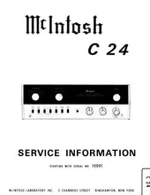 Load image into Gallery viewer, McINTOSH C24 SERVICE INFORMATION BOOK IN ENGLISH STEREO PREAMPLIFIER