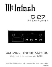 Load image into Gallery viewer, McINTOSH C27 SERVICE INFORMATION BOOK IN ENGLISH STEREO PREAMPLIFIER