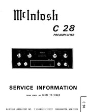 Load image into Gallery viewer, McINTOSH C28 SERVICE INFORMATION BOOK IN ENGLISH STEREO PREAMPLIFIER EARLY