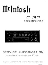 Load image into Gallery viewer, McINTOSH C32 SERVICE INFORMATION BOOK IN ENGLISH STEREO PREAMPLIFIER
