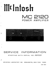 Load image into Gallery viewer, McINTOSH MC2120 SERVICE INFORMATION BOOK IN ENGLISH POWER AMPLIFIER