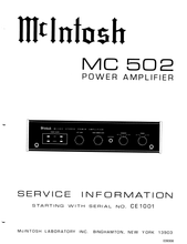 Load image into Gallery viewer, McINTOSH MC502 SERVICE INFORMATION BOOK IN ENGLISH STEREO POWER AMPLIFIER