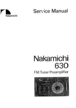 Load image into Gallery viewer, NAKAMICHI 630 SERVICE MANUAL BOOK IN ENGLISH STEREO FM TUNER PREAMPLIFIER