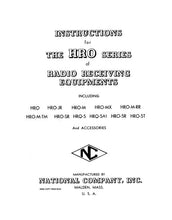 Load image into Gallery viewer, NATIONAL HRO SERIES HRO HRO-JR HRO-M HRO-MX HRO-M-RR HRO-M-TM HRO-SR HRO-5 HRO-5A1 HRO-5R HRO-5T INSTRUCTIONS BOOK IN ENGLISH RADIO RECEIVER EQUIPMENTS