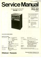 Load image into Gallery viewer, NATIONAL RQ-92 SERVICE MANUAL BOOK IN ENGLISH DOUBLE CASSETTE RECORDER KARAOKE SYSTEM R