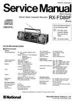 Load image into Gallery viewer, NATIONAL RX-FD80F SERVICE MANUAL BOOK IN ENGLISH STEREO RADIO CASSETTE RECORDER