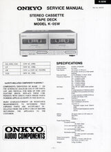 Load image into Gallery viewer, ONKYO K-05 SERVICE MANUAL BOOK IN ENGLISH STEREO CASSETTE TAPE DECK