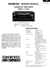 Load image into Gallery viewer, ONKYO K-R609 SERVICE MANUAL BOOK IN ENGLISH CASSETTE TAPE DECK